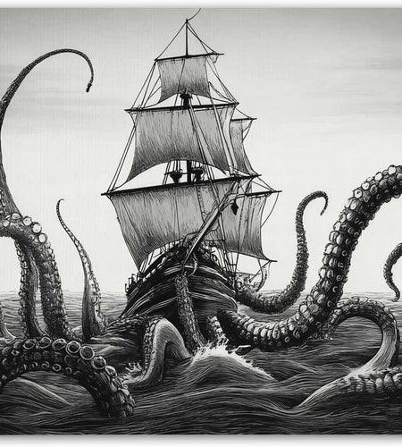 Kraken Mouse Pad Sail Boat Waves and Octopus Non-Slip Rubber Mouse Pad Gaming Mouse Pad